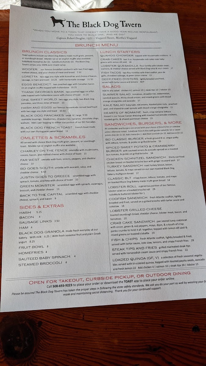 The Black Dog Tavern Menu 9