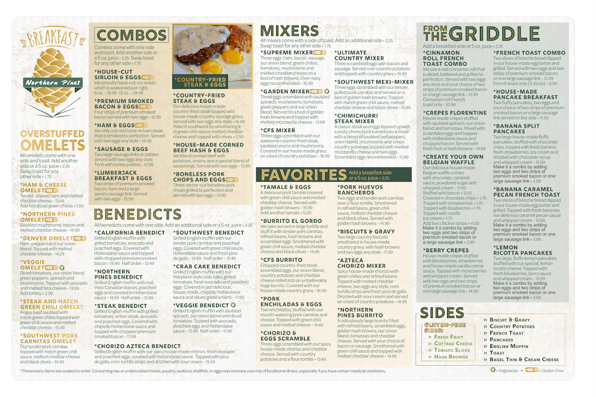 The Northern Pines Restaurant Menu 1
