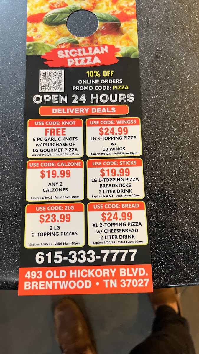 Sicilian Pizza Menu 6