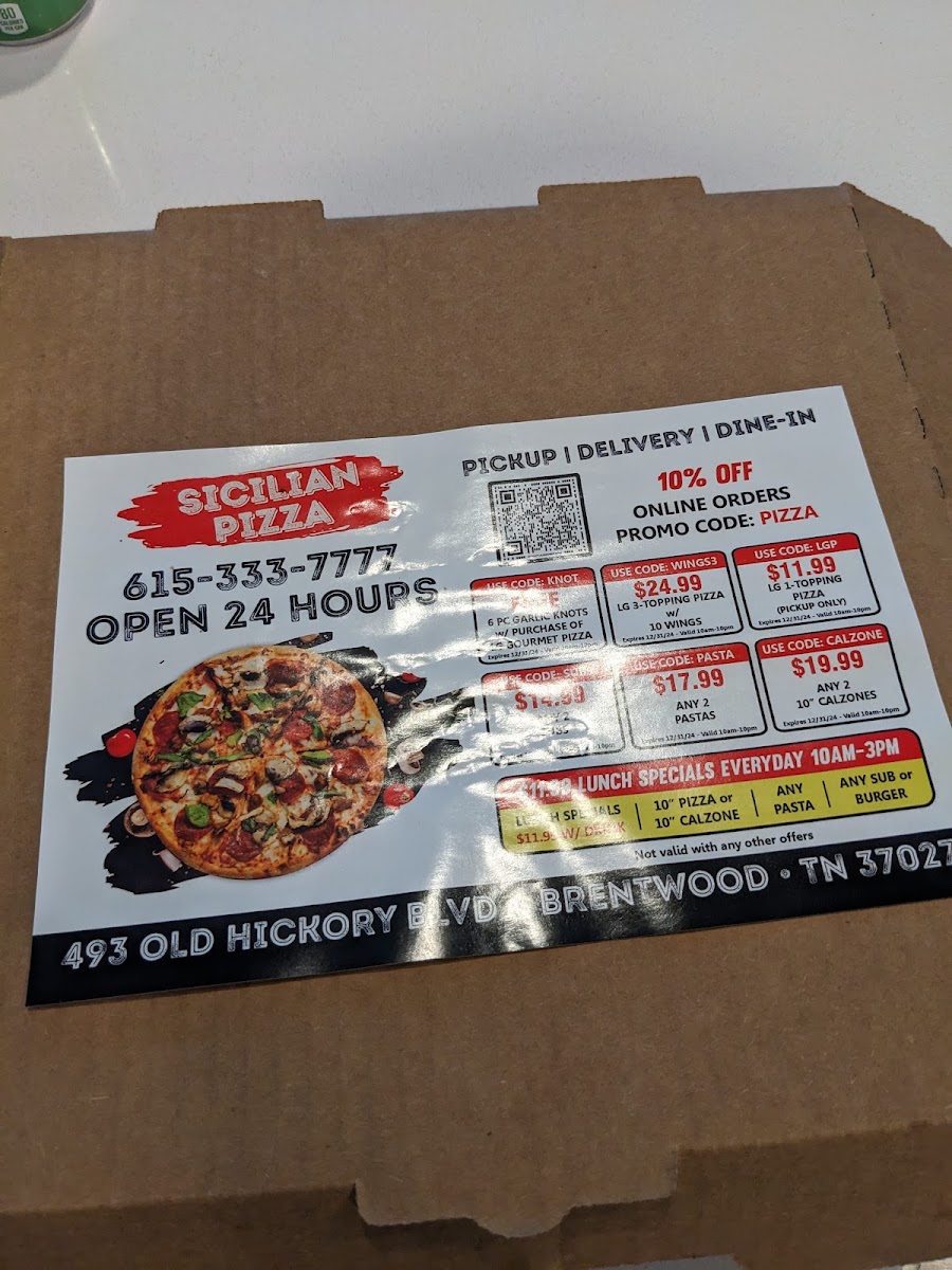 Sicilian Pizza Menu 9