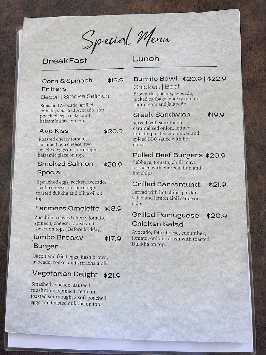 Vanilla Bean & Lime Cafe Menu 2