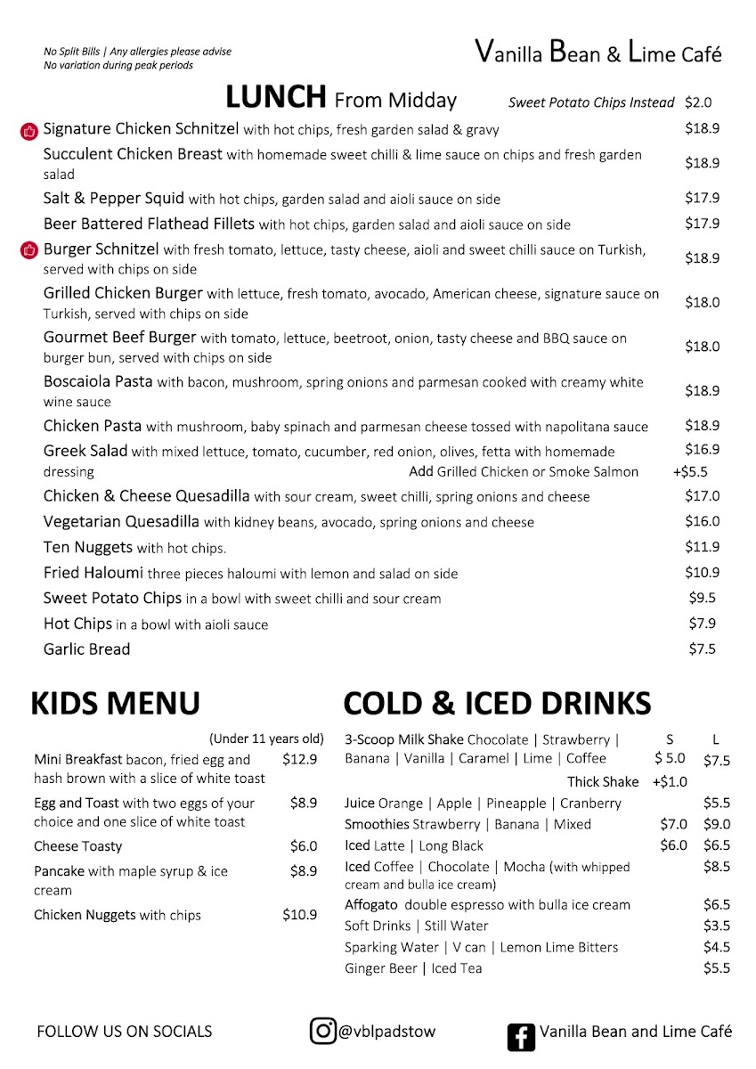 Vanilla Bean & Lime Cafe Menu 4