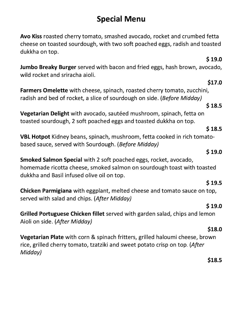 Vanilla Bean & Lime Cafe Menu 6