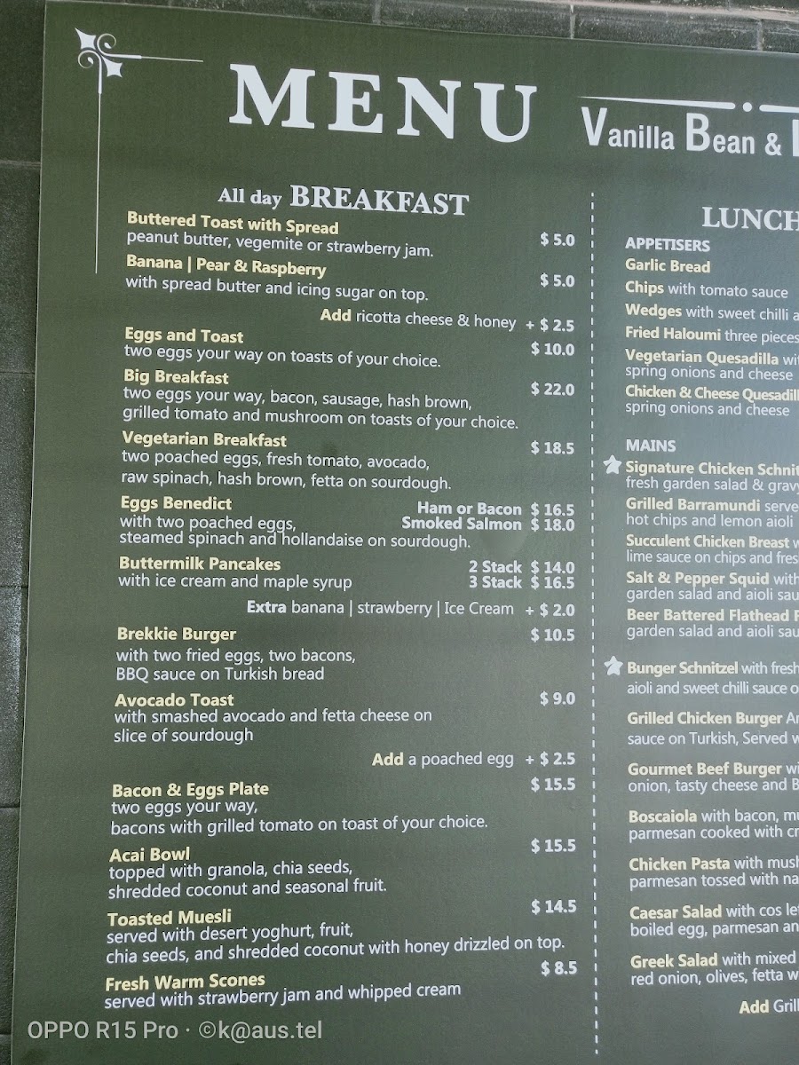 Vanilla Bean & Lime Cafe Menu 8