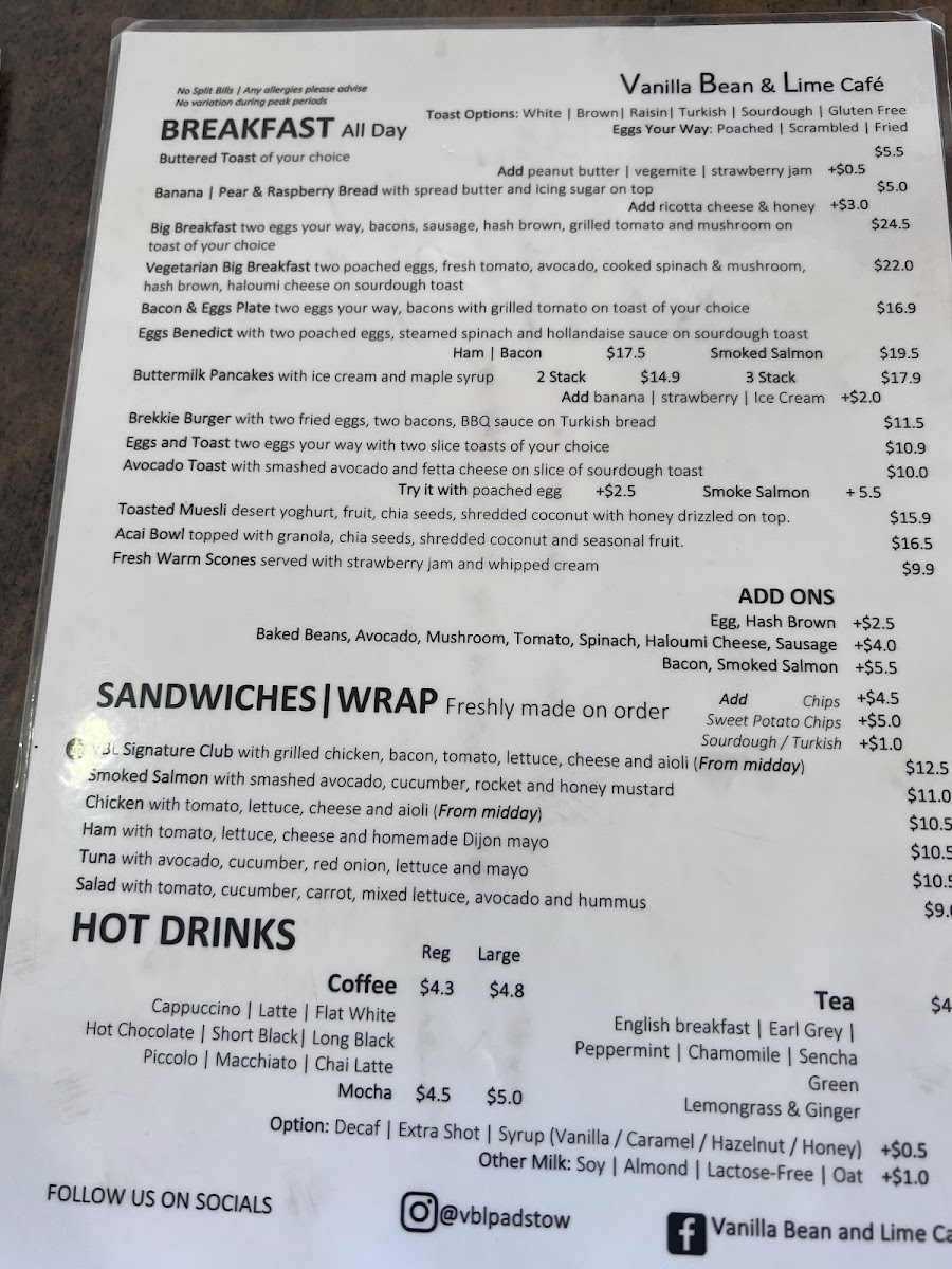 Vanilla Bean & Lime Cafe Menu 9