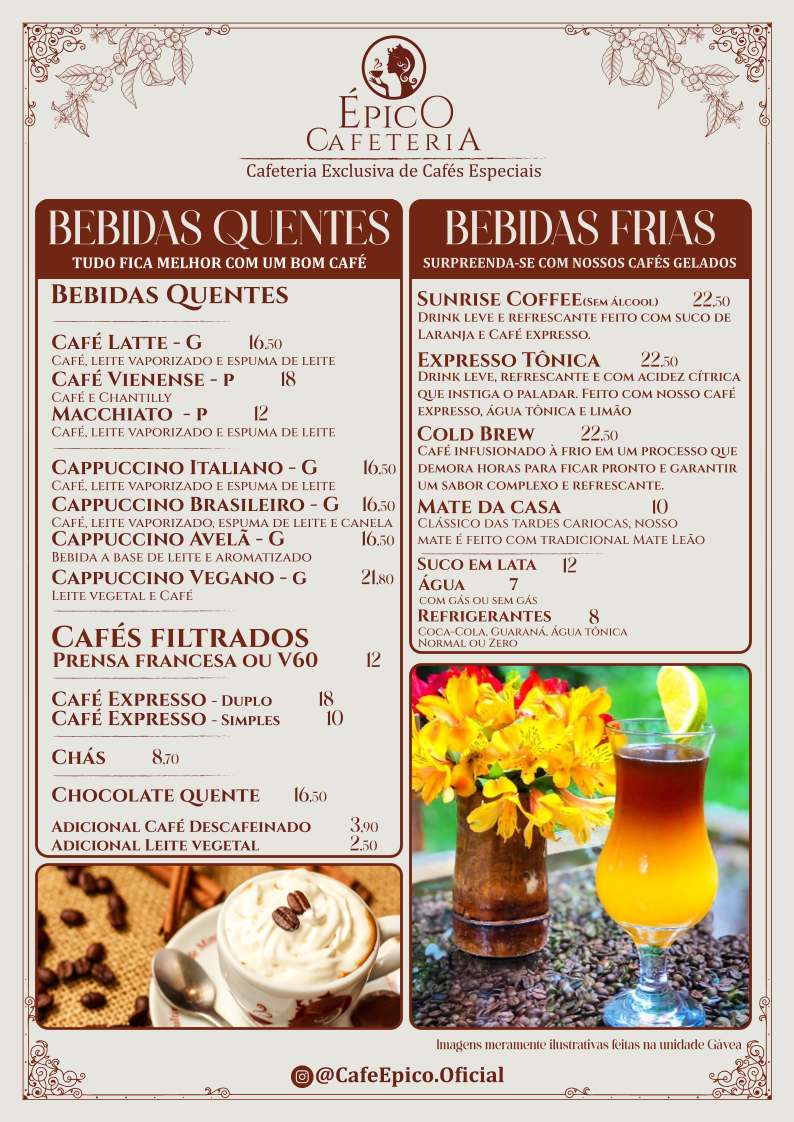 Épico Cafeteria - Teatro Café pequeno Menu 1