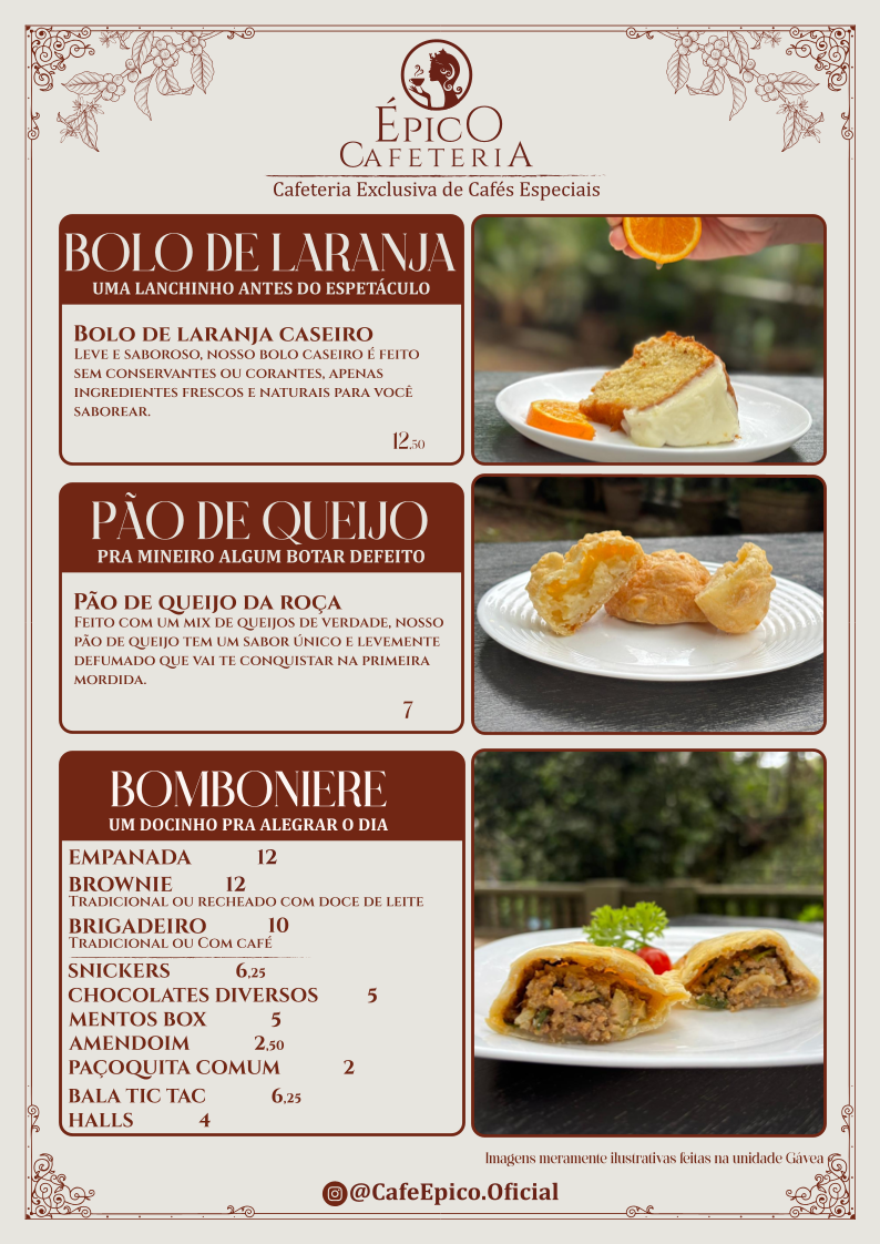 Épico Cafeteria - Teatro Café pequeno Menu 3