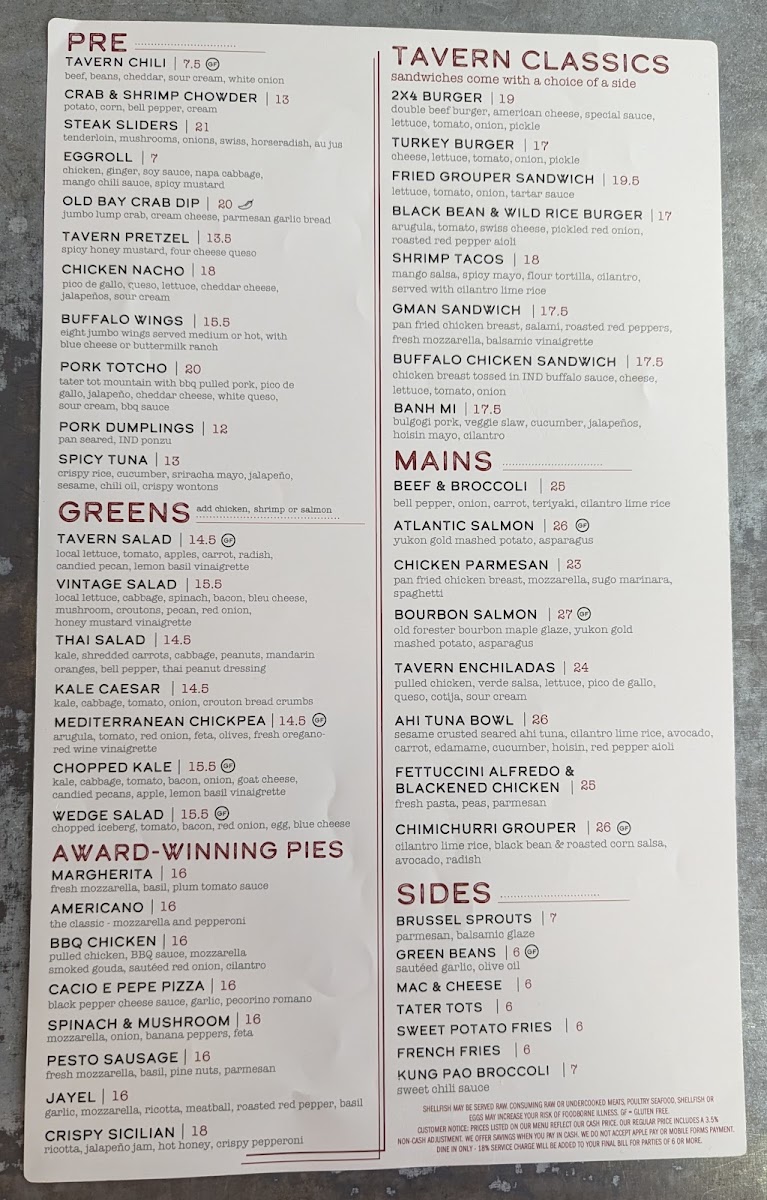 Industry Tavern Menu 3