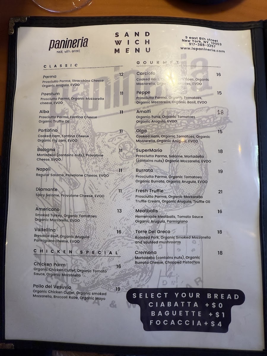 Panineria - Greenwich Village Menu 1
