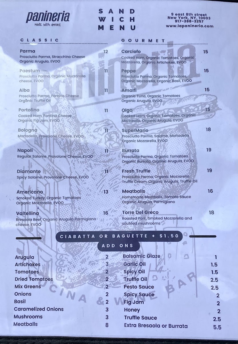 Panineria - Greenwich Village Menu 6