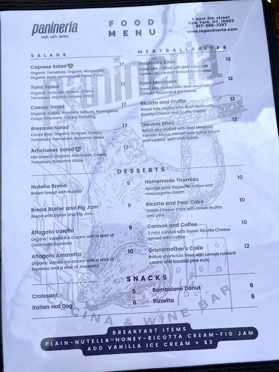 Panineria - Greenwich Village Menu 7