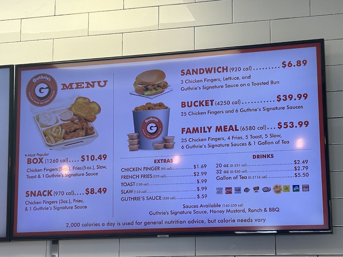 Guthrie's Menu 1