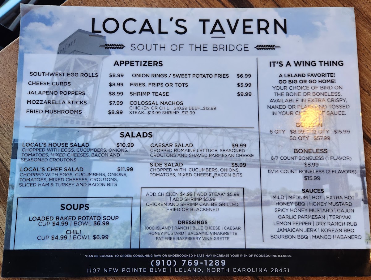 Locals Tavern Menu 2