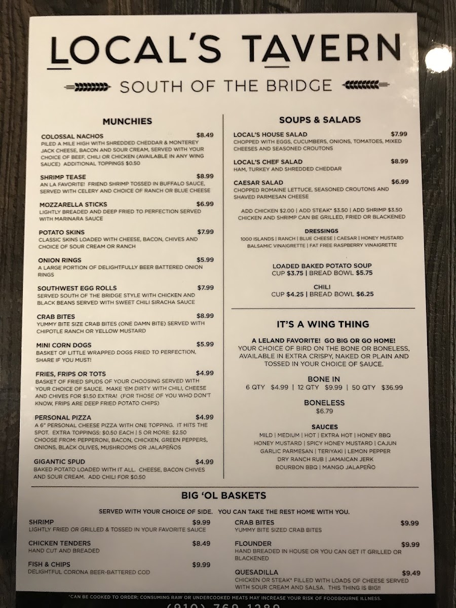 Locals Tavern Menu 8