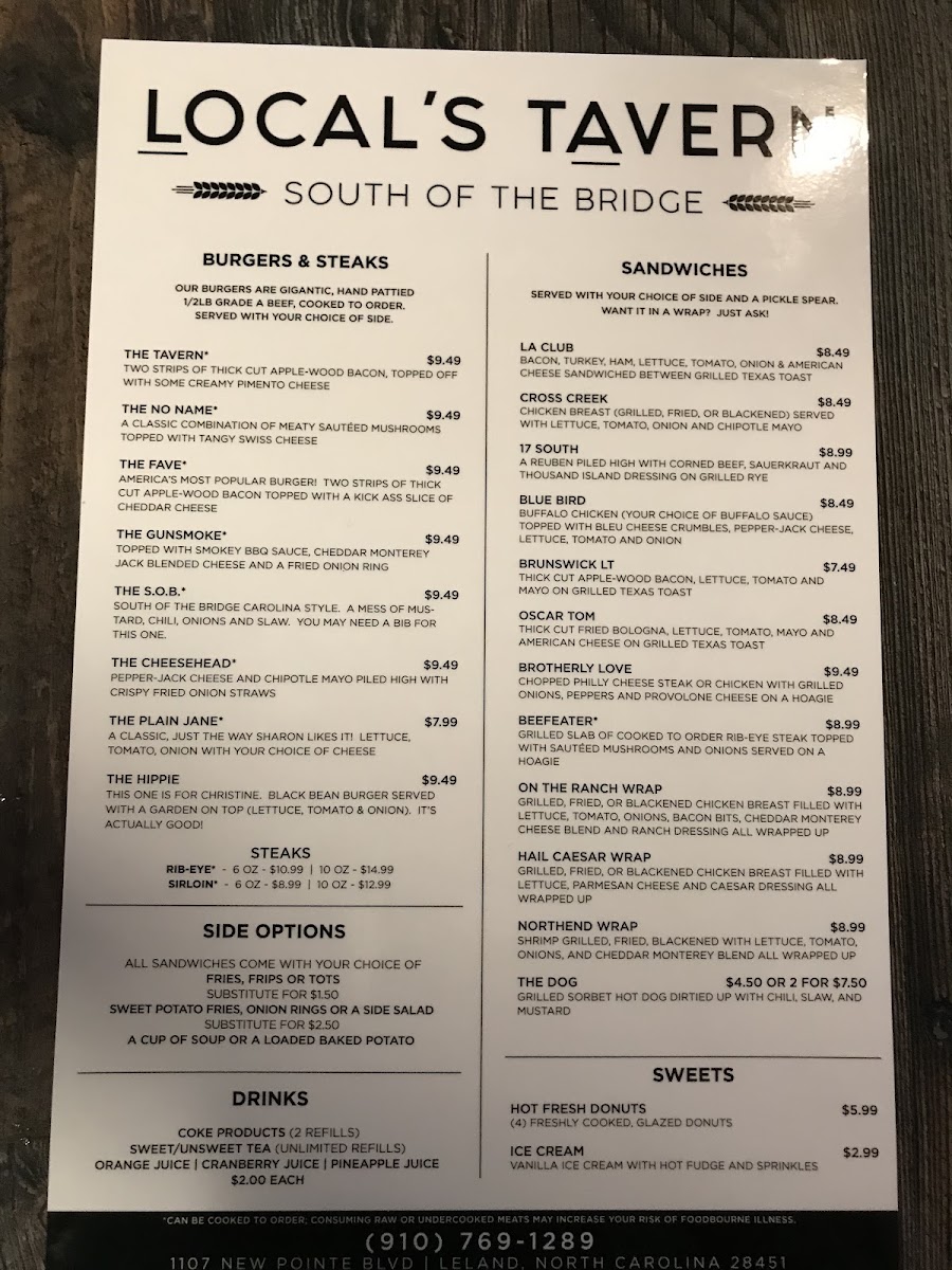Locals Tavern Menu 9