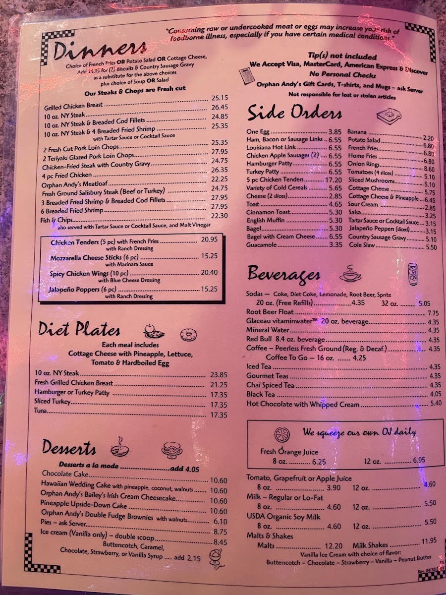Orphan Andy's Restaurant Menu 6