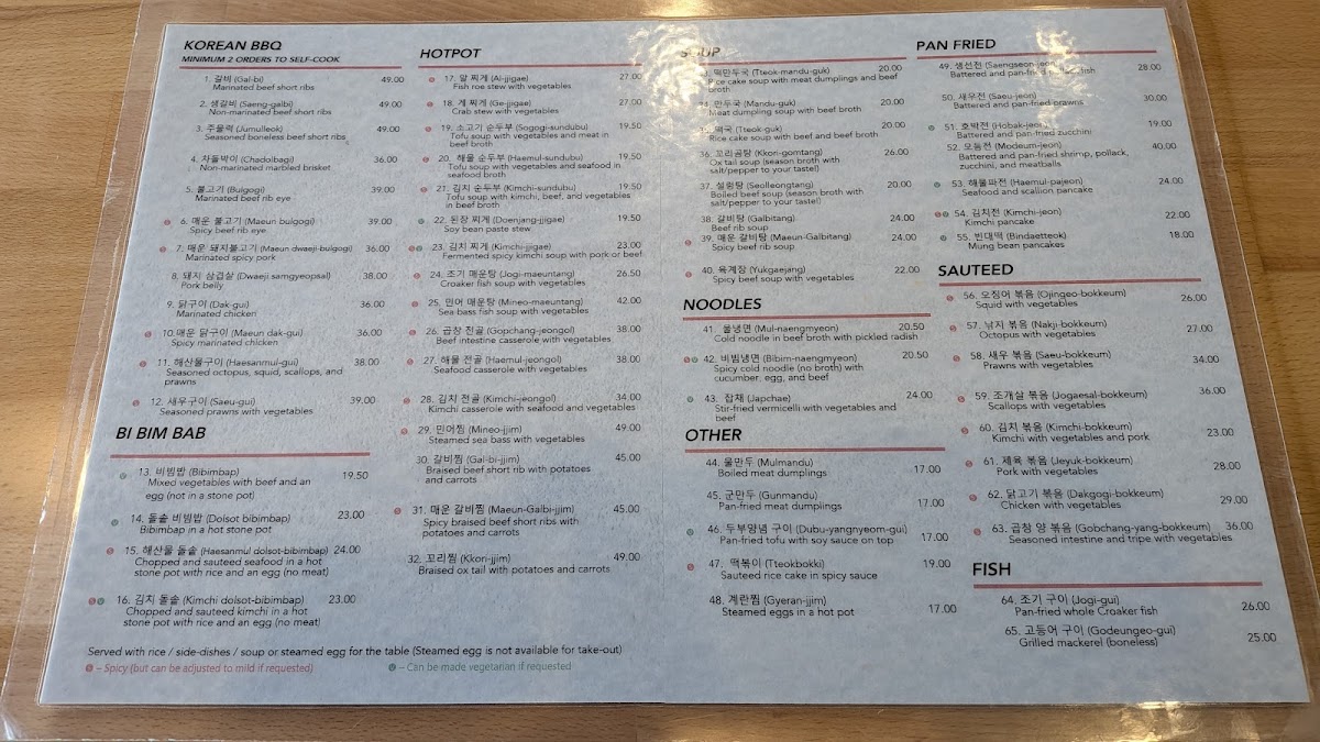Han Il Kwan Menu 1