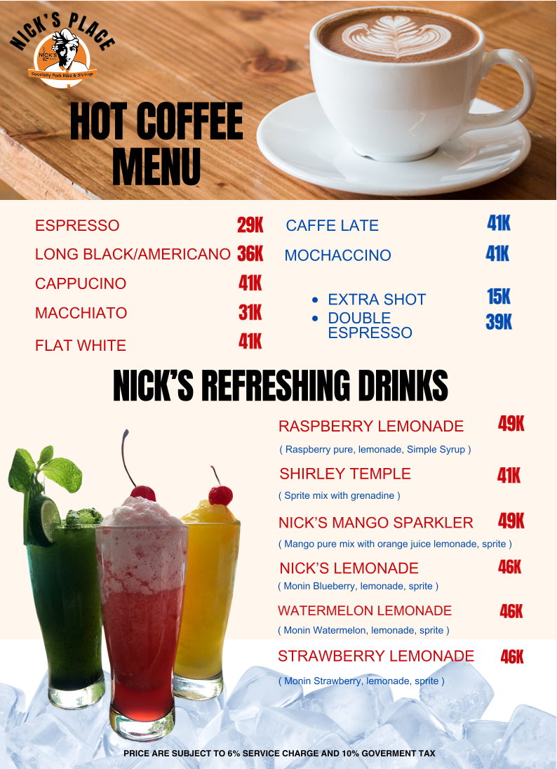 Nick's Place Nusa Lembongan Menu 5