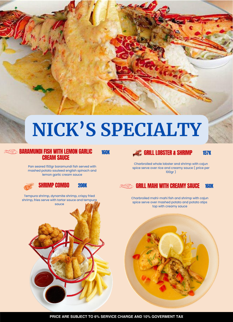 Nick's Place Nusa Lembongan Menu 6