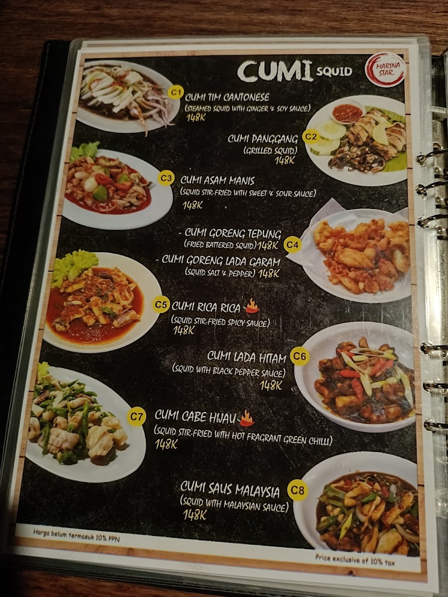 Marina Star Restaurant Seafood Menu 1