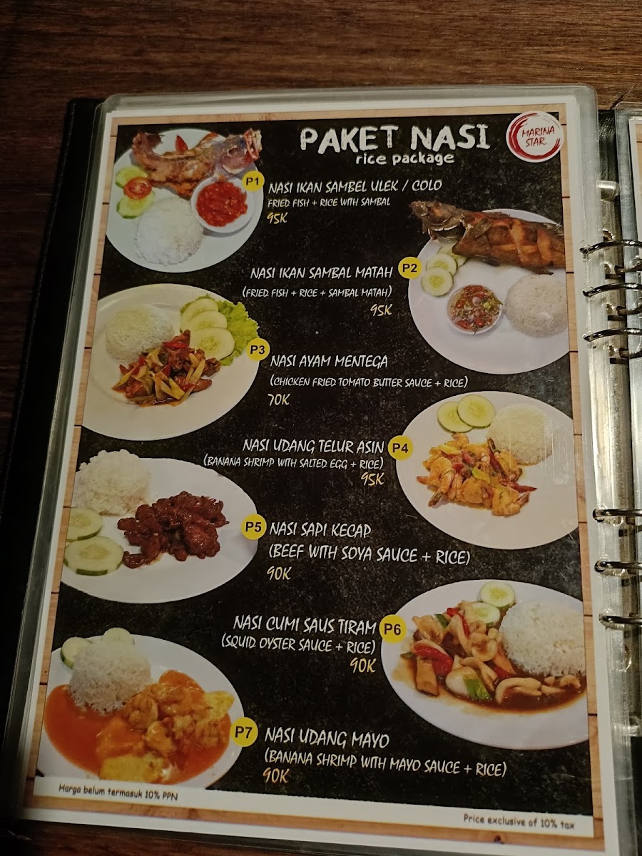 Marina Star Restaurant Seafood Menu 2