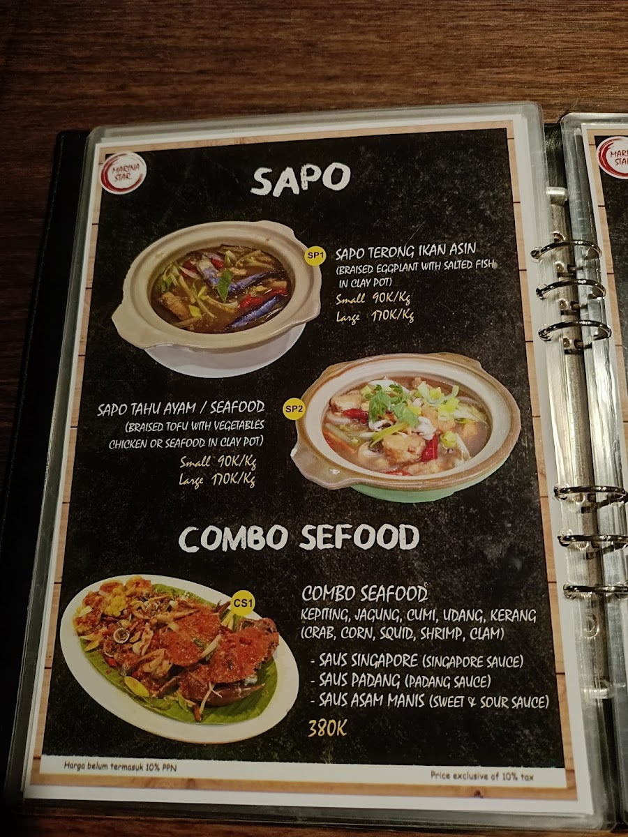 Marina Star Restaurant Seafood Menu 6