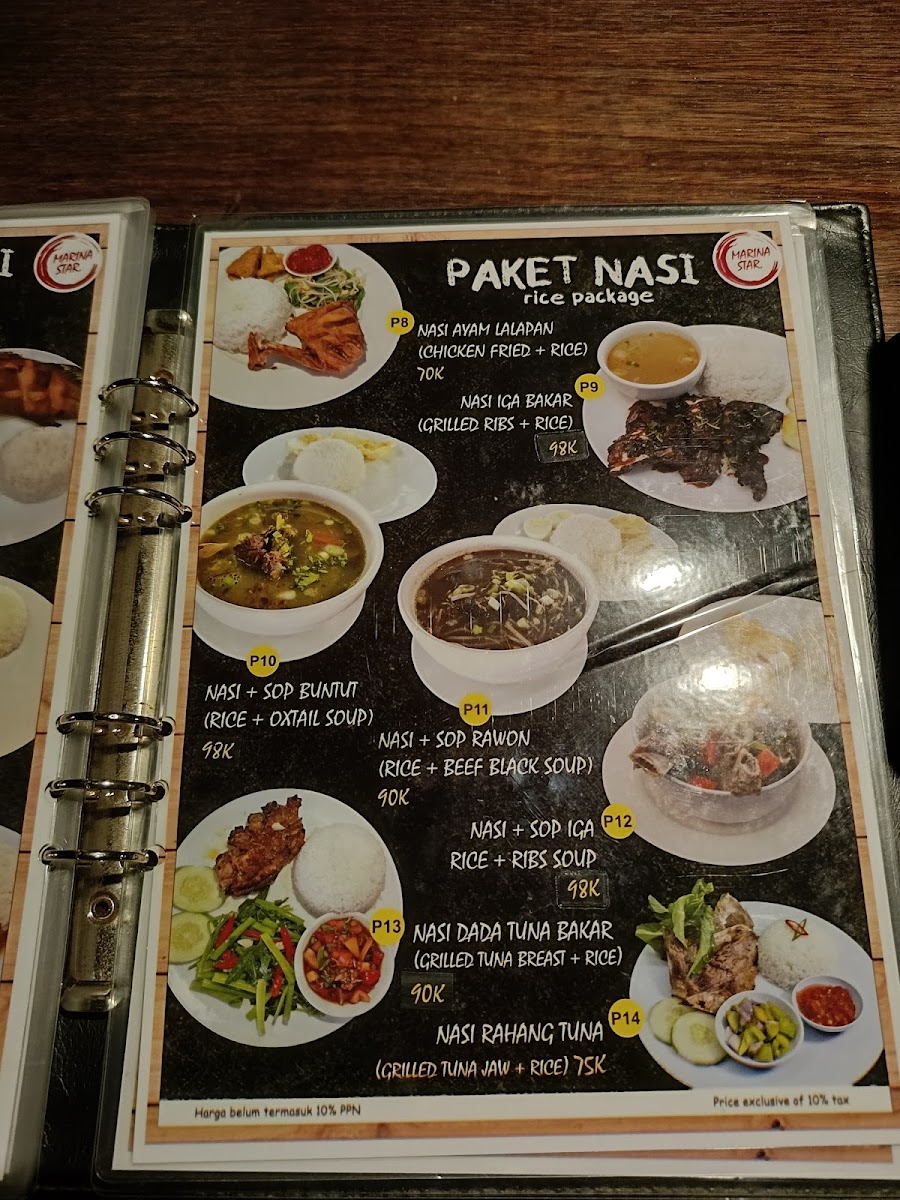 Marina Star Restaurant Seafood Menu 7