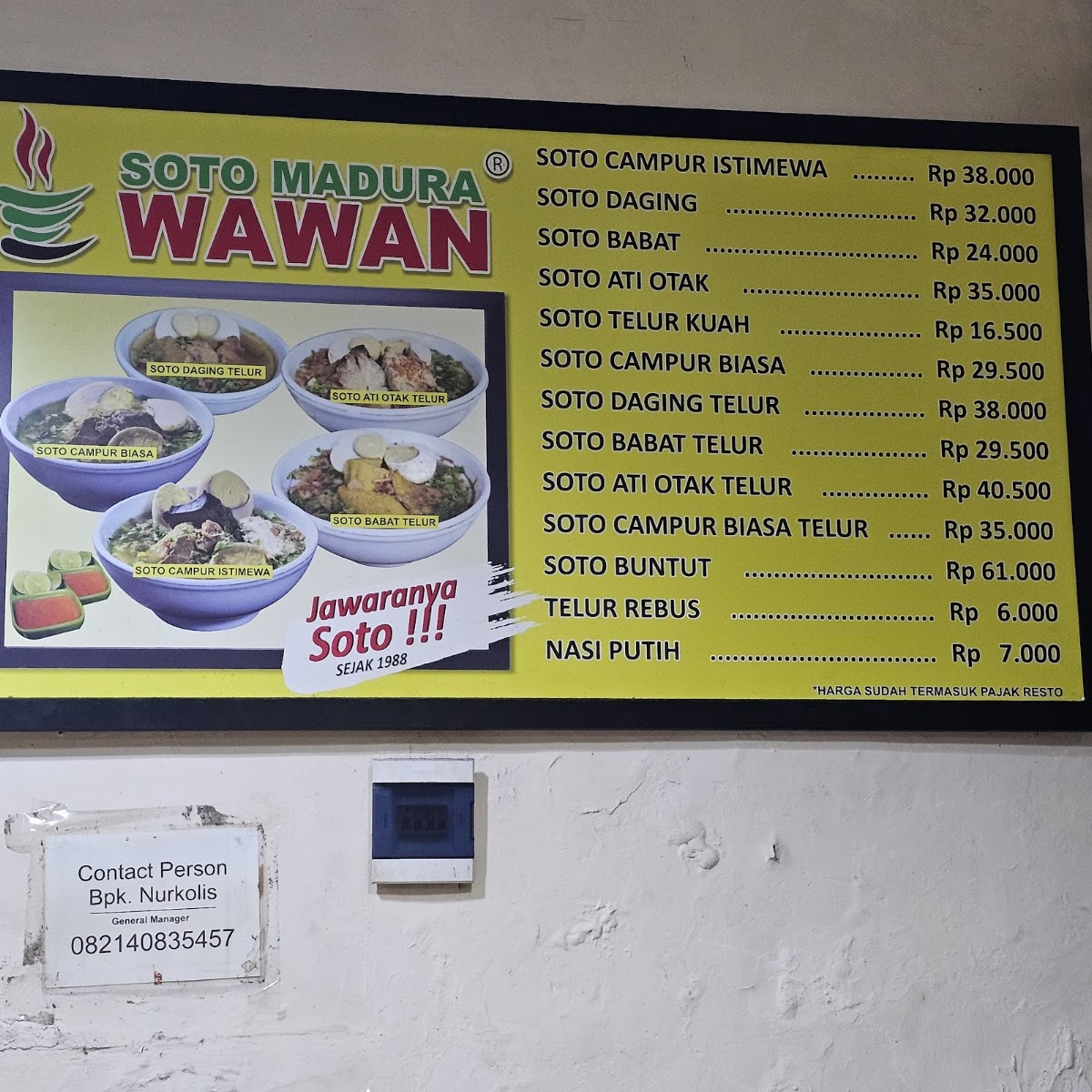 Soto Madura Wawan Menu 1