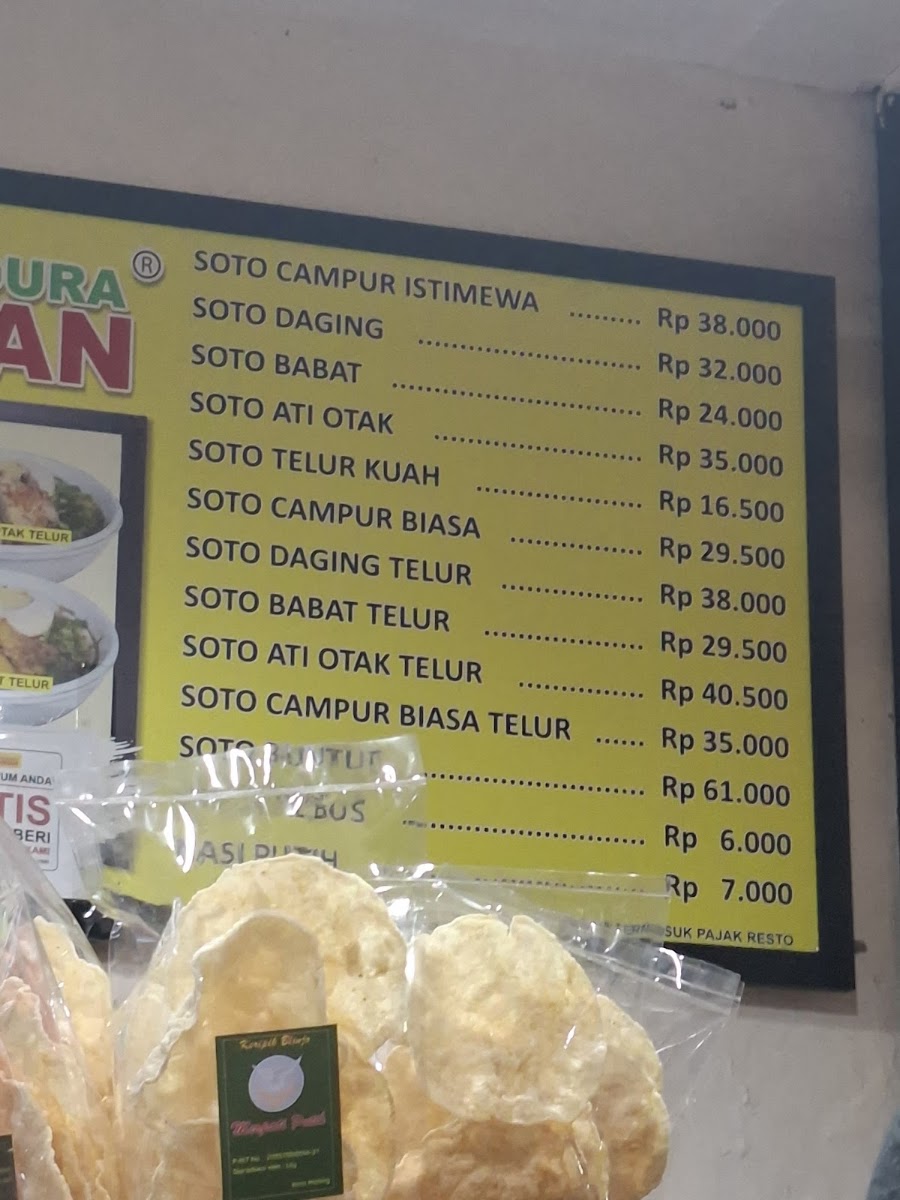 Soto Madura Wawan Menu 2