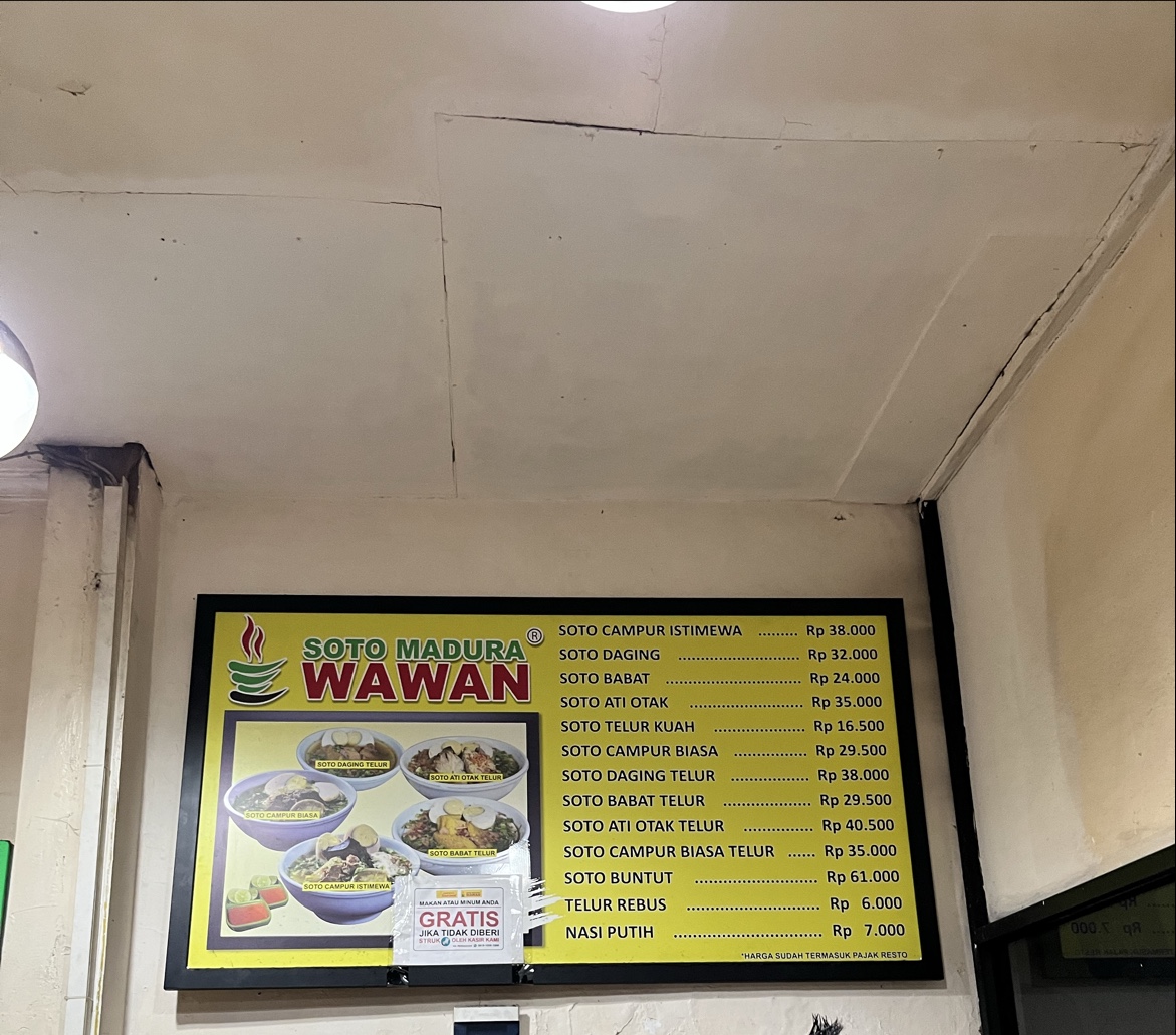 Soto Madura Wawan Menu 3