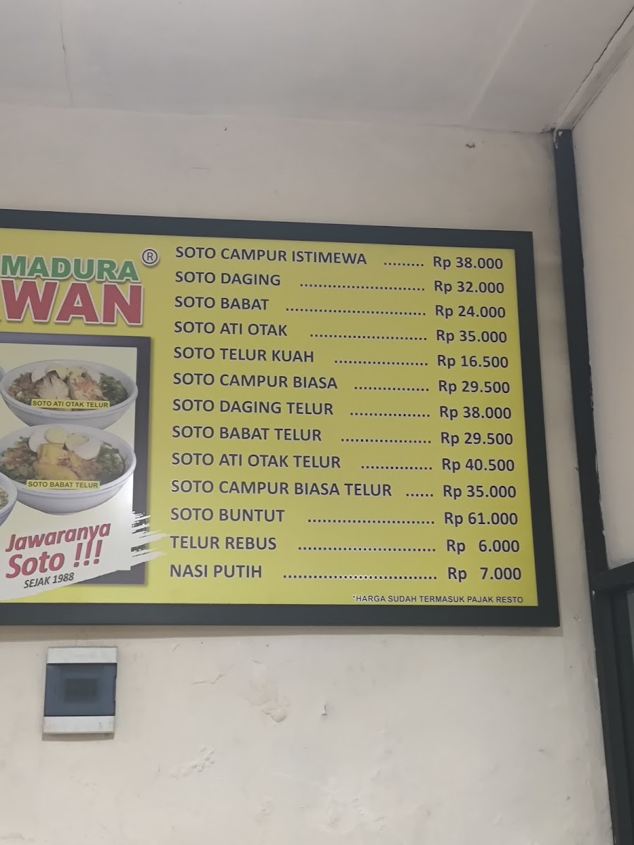 Soto Madura Wawan Menu 5