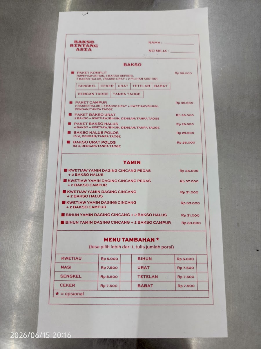 Bakso Bintang Asia Menu 10