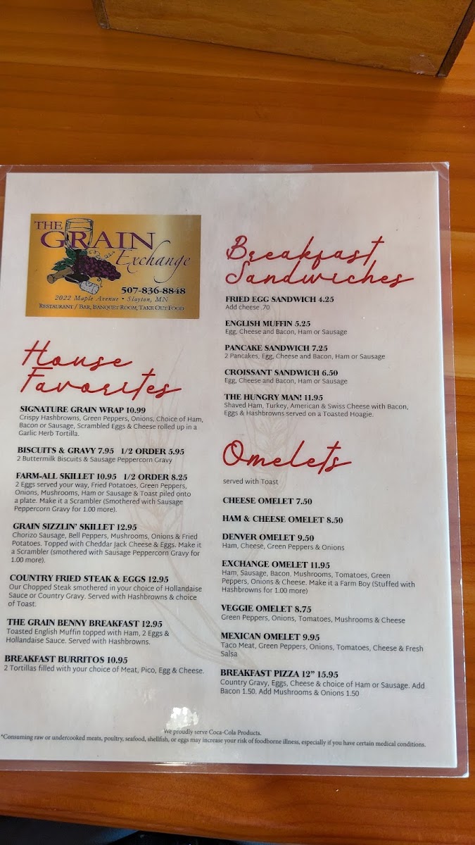 Grain Exchange Menu 5