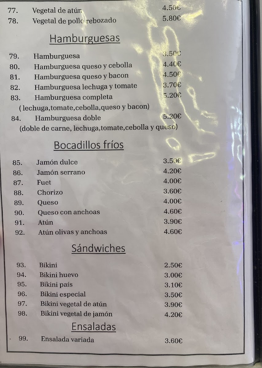 Bar La Taperia Menu 1