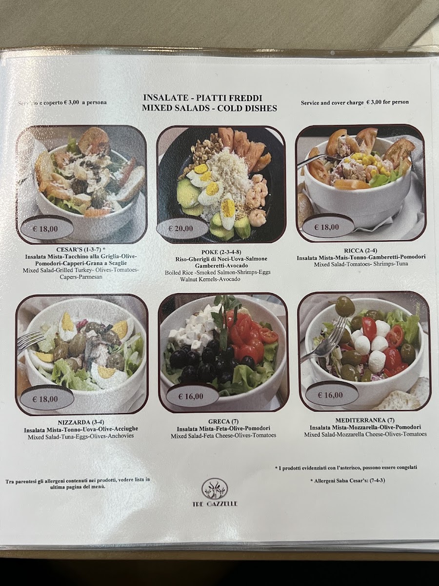 Le Tre Gazzelle Menu 1
