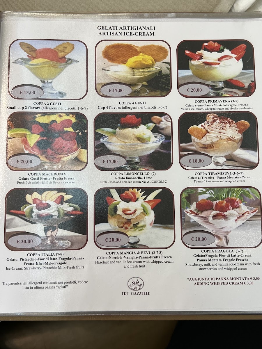 Le Tre Gazzelle Menu 2