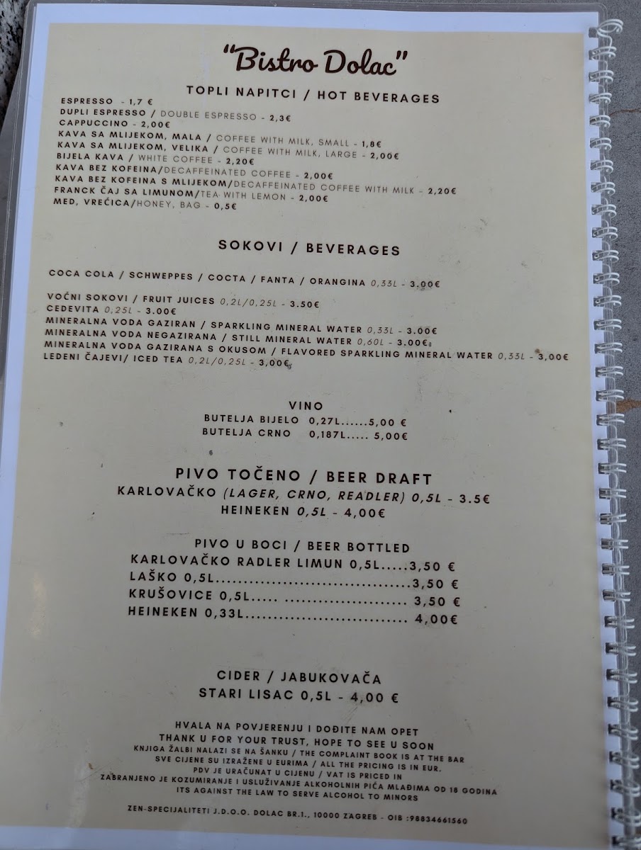 Bistro Dolac Menu 4