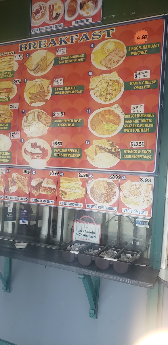 Tom's Number 5 Chiliburgers Menu 3