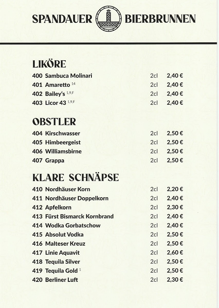 Spandauer Bierbrunnen Menu 1