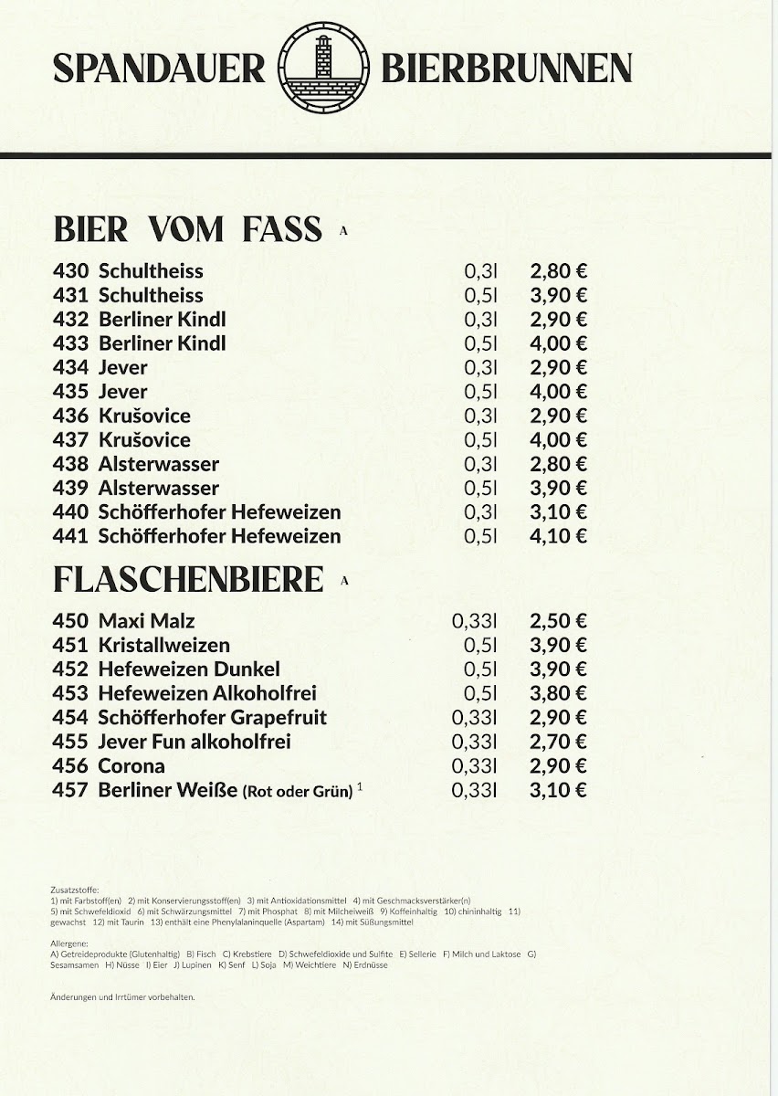 Spandauer Bierbrunnen Menu 2
