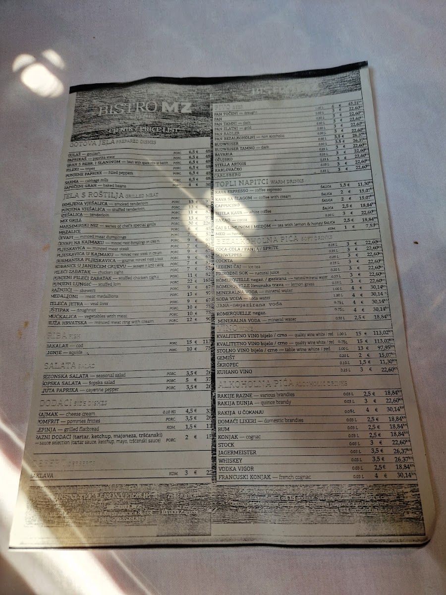 Bistro MZ Menu 8