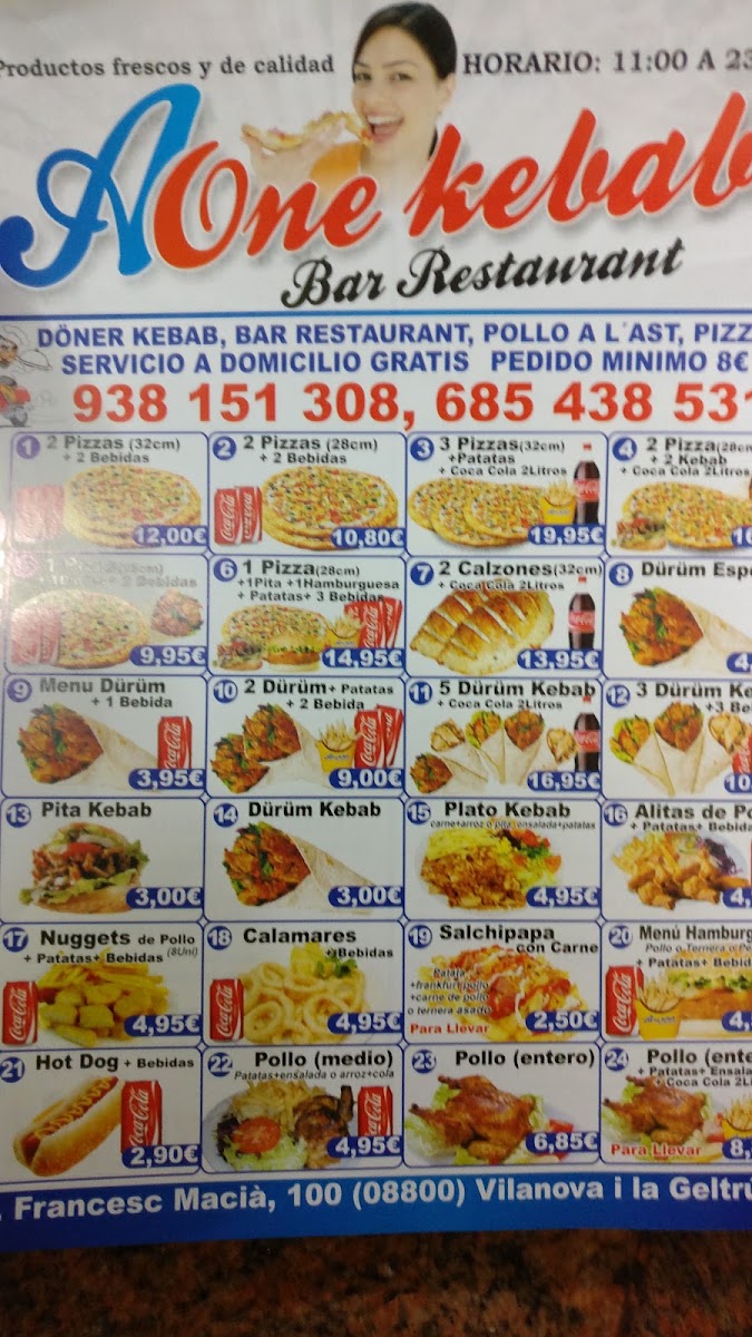 A One Kebab Menu 10