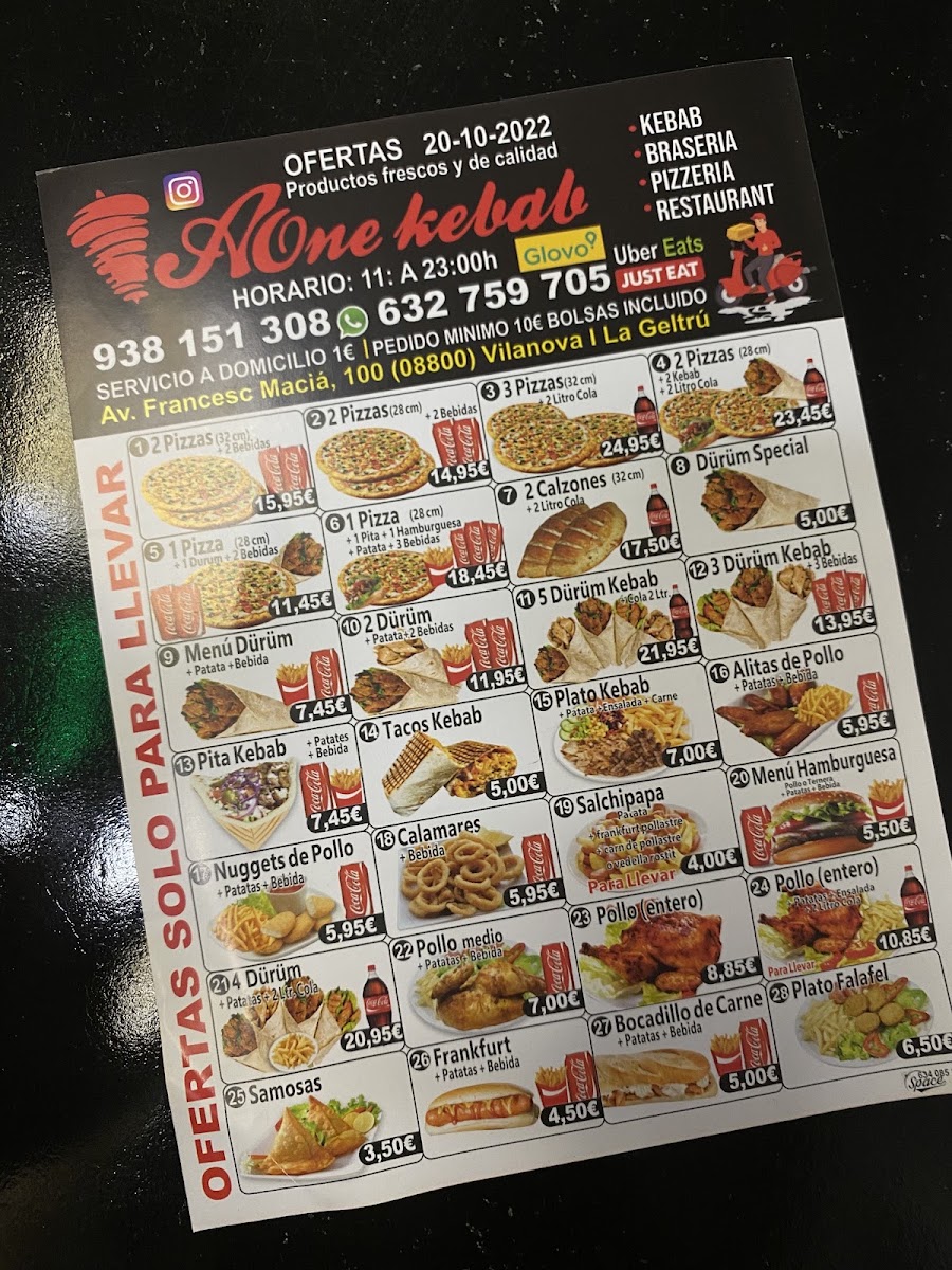 A One Kebab Menu 4
