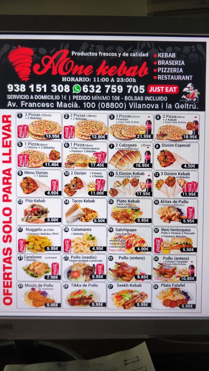 A One Kebab Menu 6