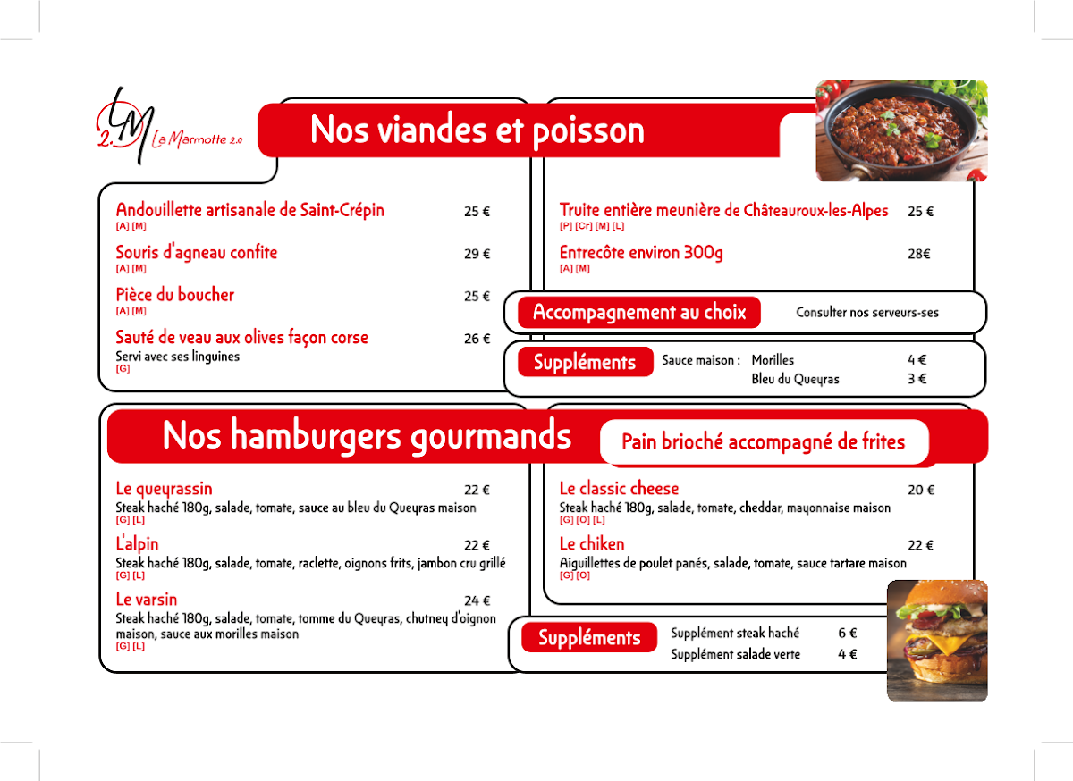 La Marmotte Menu 2