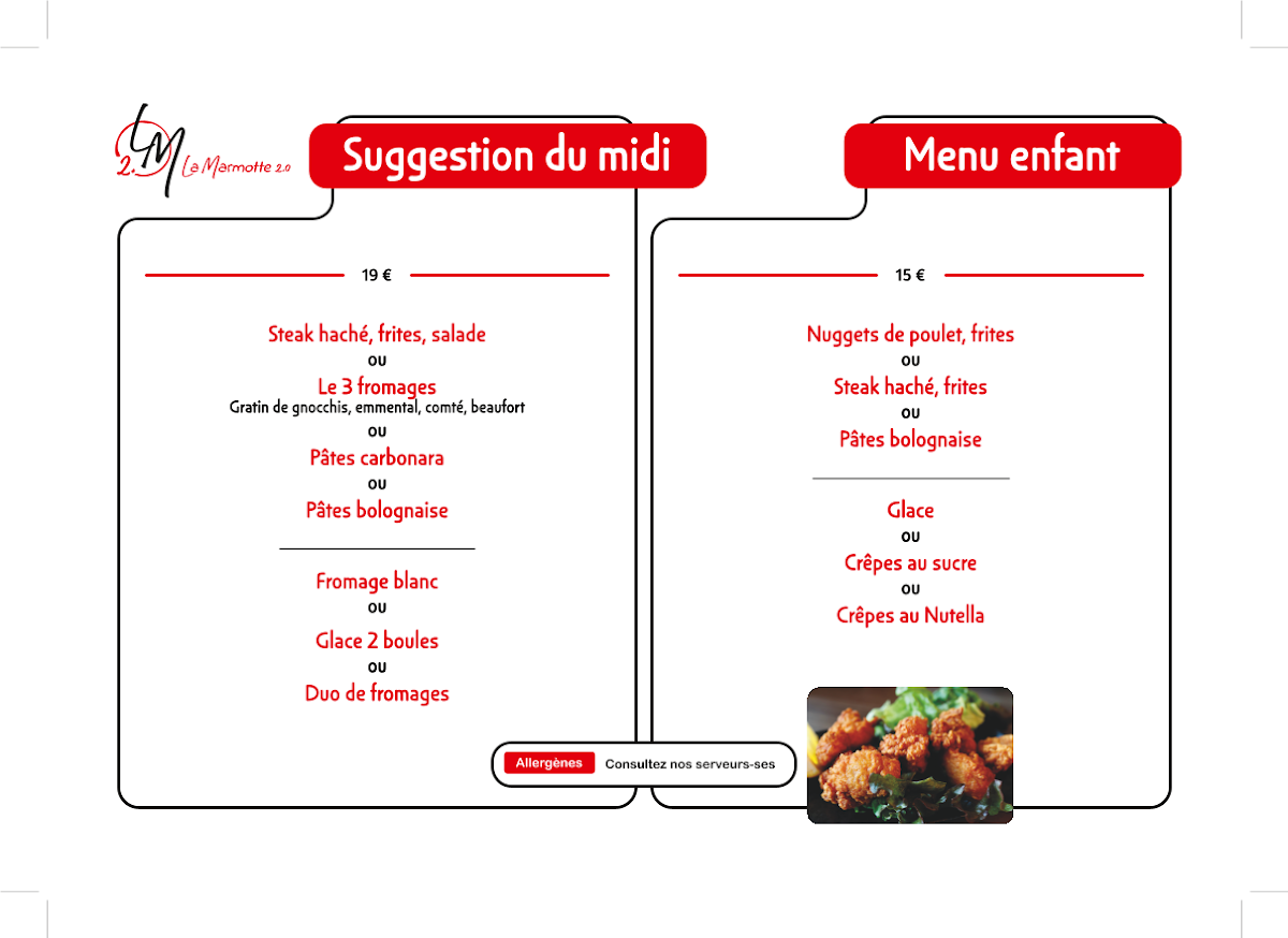 La Marmotte Menu 9