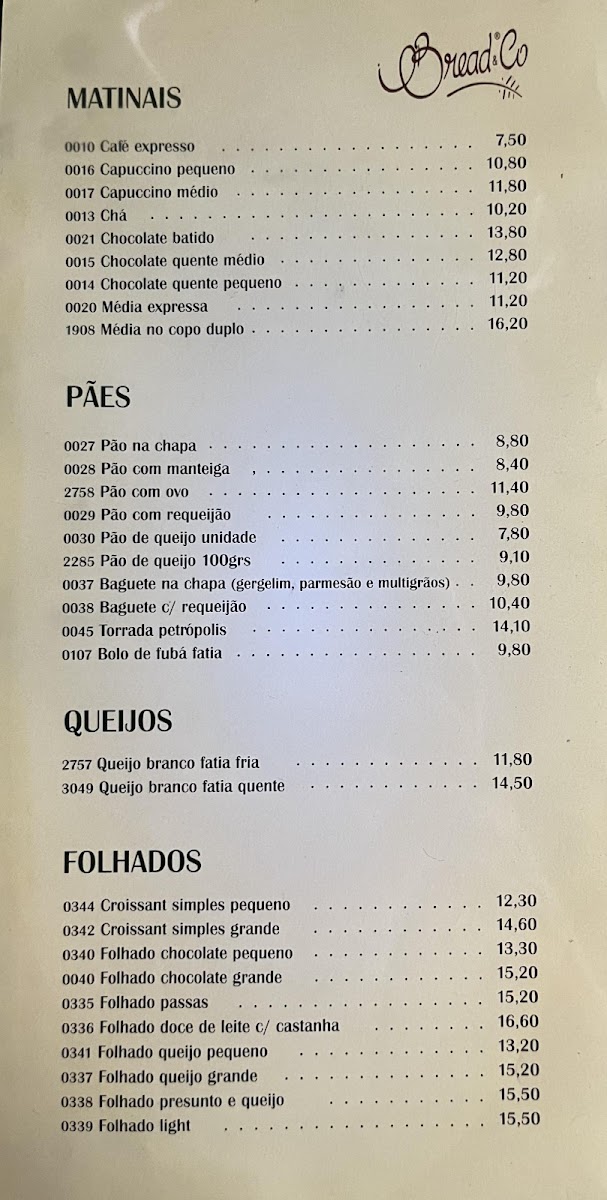 Bread & Company Vila Nova Conceição Menu 3