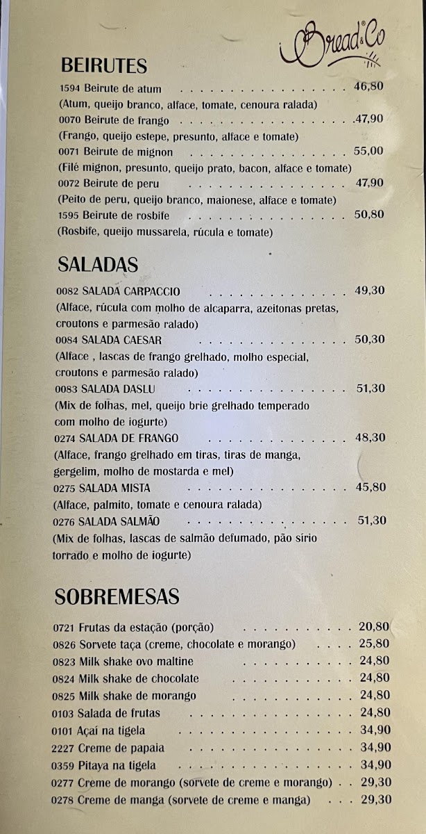 Bread & Company Vila Nova Conceição Menu 5