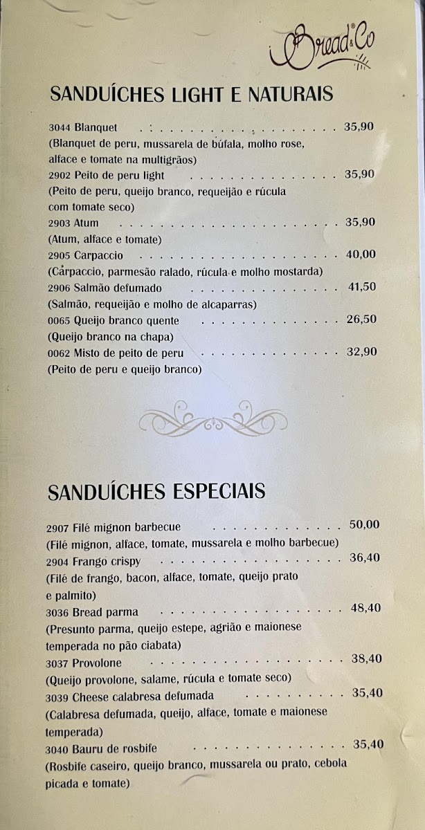 Bread & Company Vila Nova Conceição Menu 6