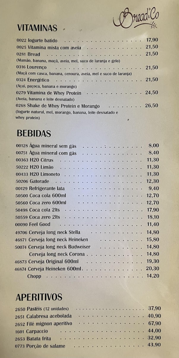 Bread & Company Vila Nova Conceição Menu 7